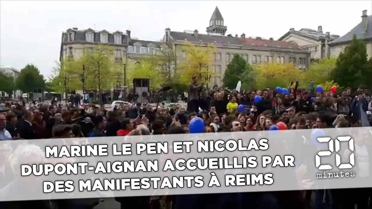 Marine Le Pen et Nicolas Dupont-Aignan chahutés lors de leur visite à Reims