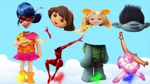 Colors for Children to Learn with Wrong Heads Miraculous,BARBIE Dreamcast Trolls bad baby Finger Fam