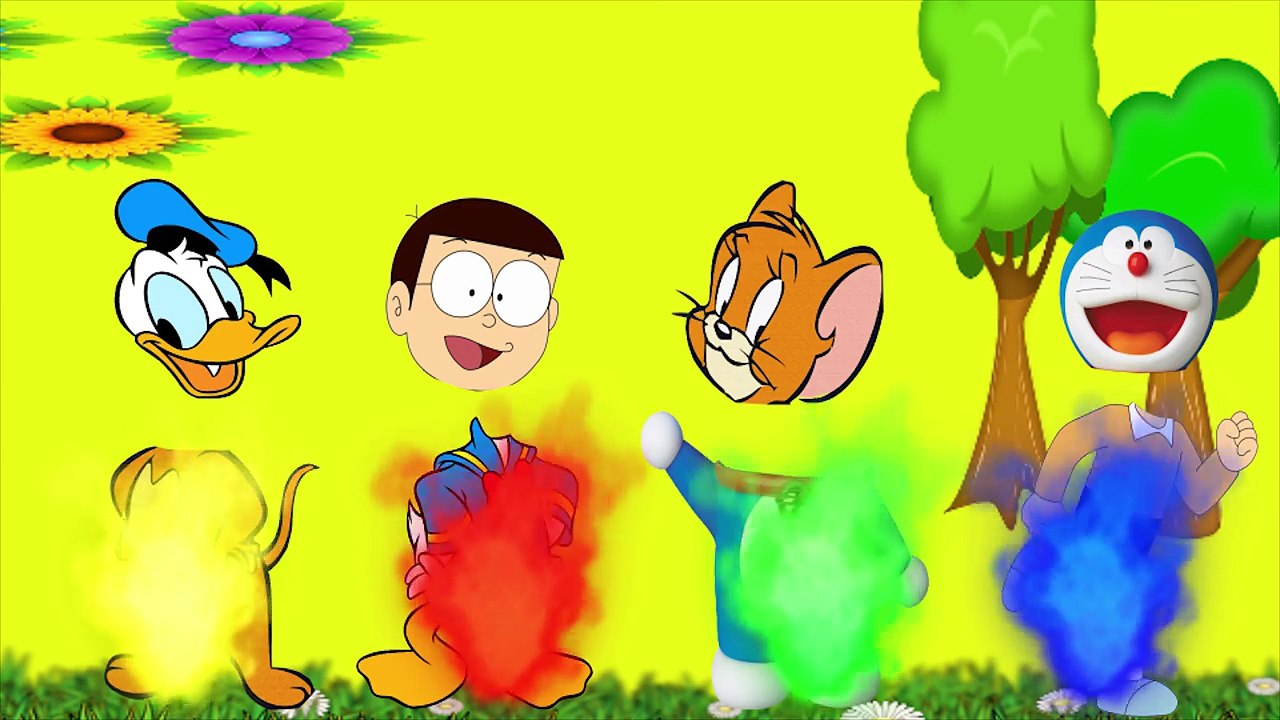 Colors for Children to Learn with Wrong Heads Doremon, donald duck, Bad Baby _ Finger Family Song 4K
