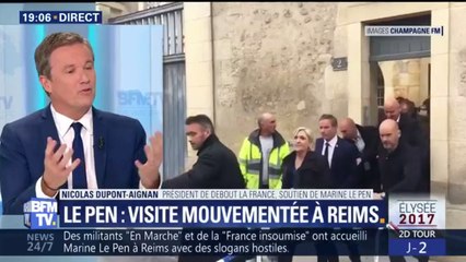 Download Video: Le Pen chahutée à Reims: Dupont-Aignan dénonce des 