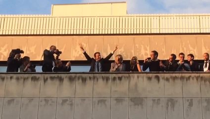 Emmanuel Macron, sa femme Brigitte et sa mère