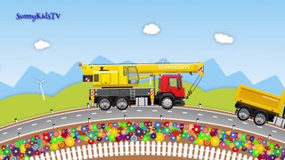 Trucks for kids. Crane Truck. Surprise Eggs. Learn Sweets, Candies. Video for children.