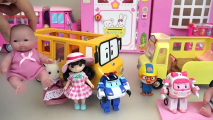 baby doll pink car and house pororo toys play