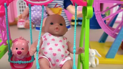 Baby Doll Slide Park Wheel and car toys play