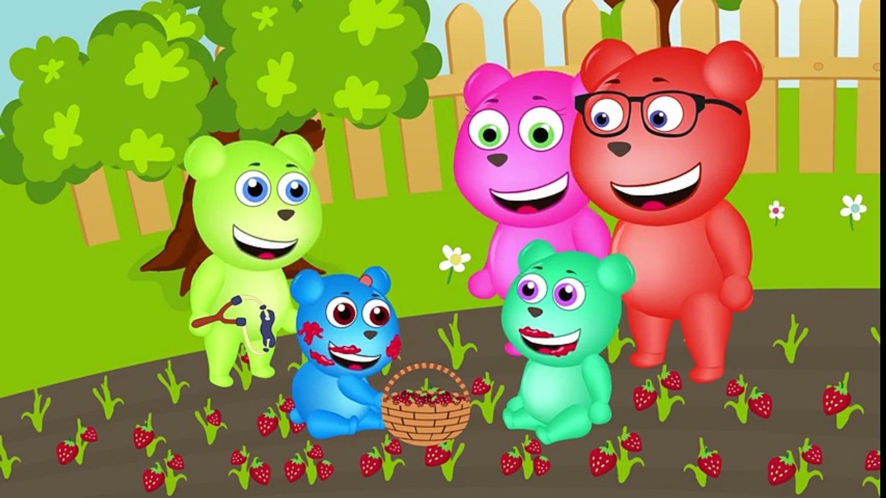 Mega Gummy Bear Crying when attacked by Big Foot Finger Family Nursery Rhymes for kids Toys Fun