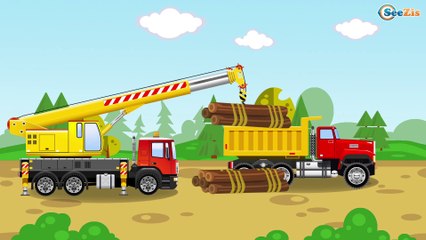 Color Cars & Trucks w 2D Educational Video RED Dump Truck in Car Cartoon for kids and for babies