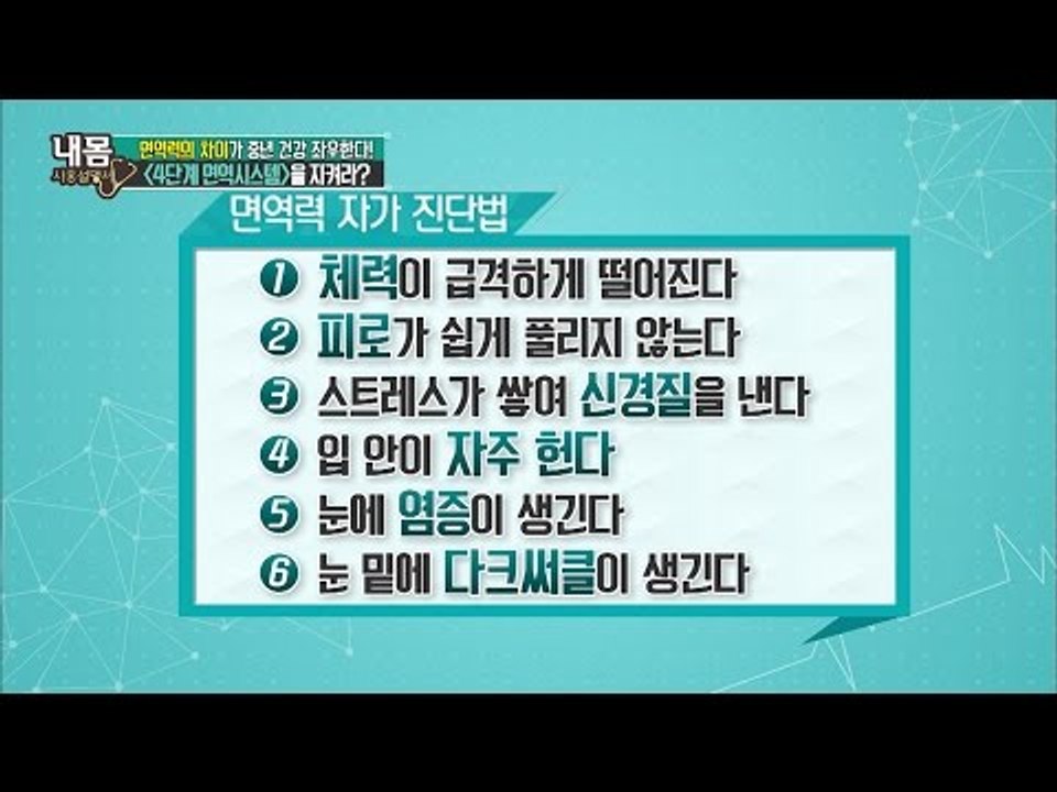 나의 면역력 괜찮을까? 면역력 자가 진단법![내 몸 사용설명서] 107회 20160617
