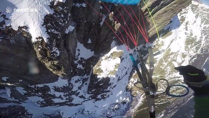 Breathtaking speed flying from the top of a mountain