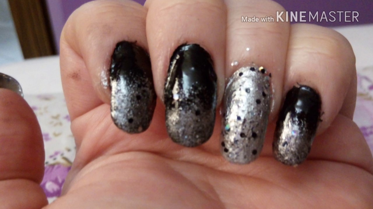 UNHAS PRETA E PRATA ESPONJADO - TUTORIAL
