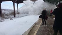 Train In New York Slams Passengers With Snow