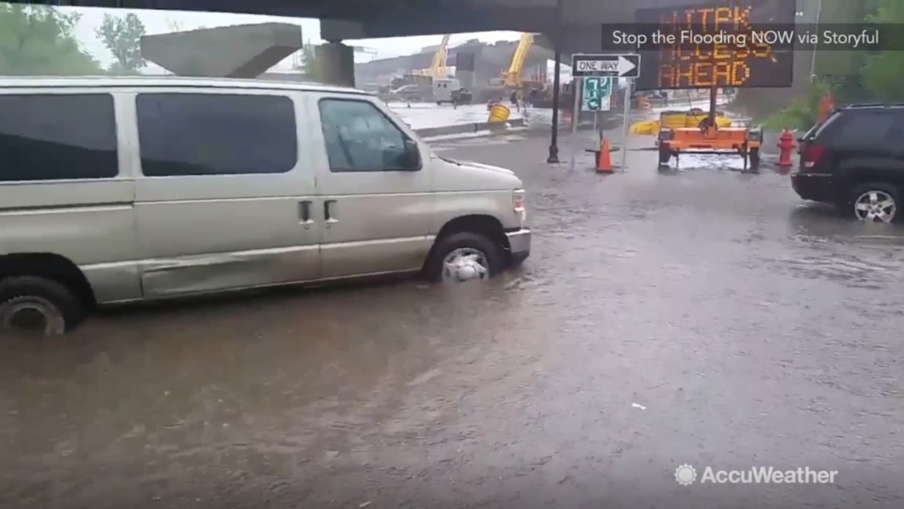 Hudson County, New Jersey drenched under heavy rain and flooding