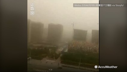 Large dust storm enshrouds parts of northern China