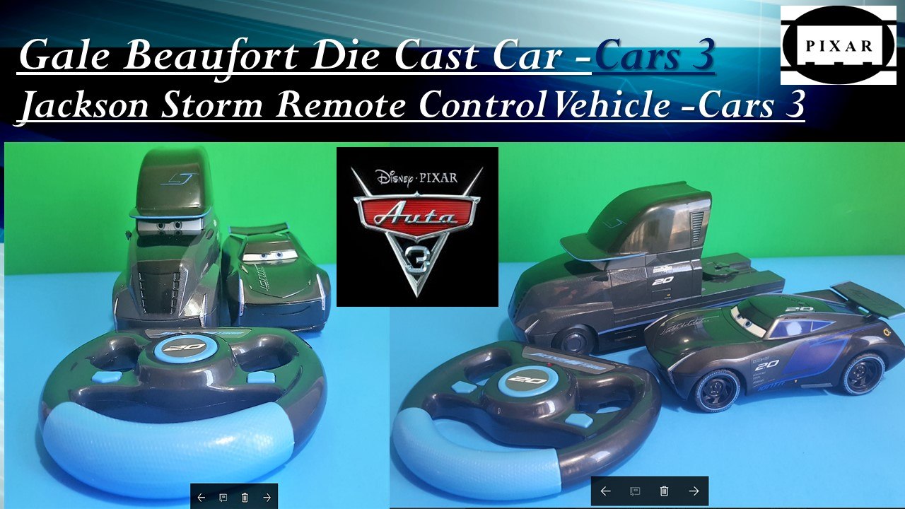 Unboxing & Toy review of Disney Cars 3 Gale Beaufort Semi Truck 1:43 Scale & Cars3 Remote control Jackson Storm 6" rc car2.4 ghz from DisneyStore