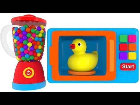 Colors for Children to Learn with Microwave and Blender Toy Appliance - Learn Colors with Vehicles
