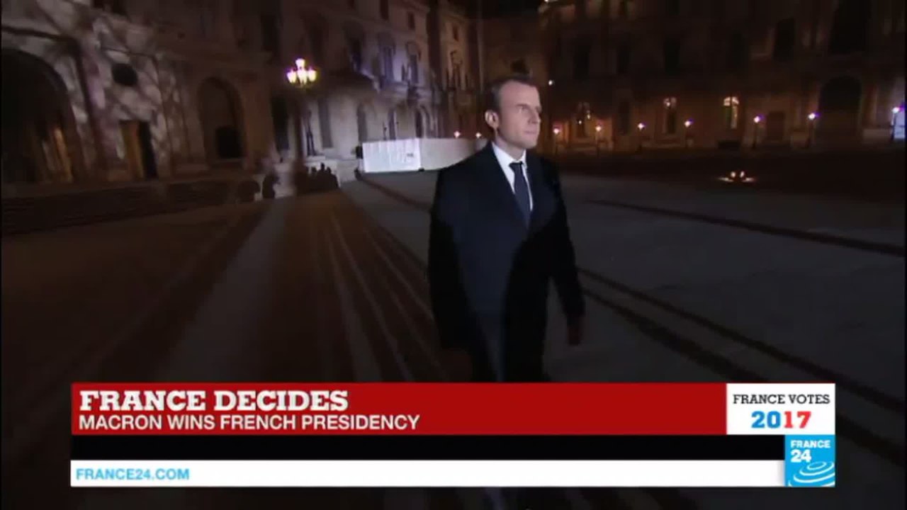 President-Elect Macron arrives at the Louvre