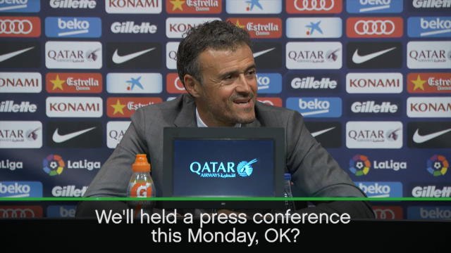 Enrique rejects offer of cake from reporter