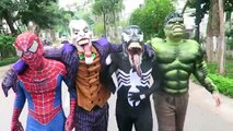 (2)_ Lion Chase Spiderman! Giant Lion in real life Spiderman Hulk Venom Joker Superheroes Children Action