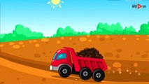 The Red Dump Truck, Crane and Excavator - Diggers and Builder asd- Vehicle & Car Cartoons for child