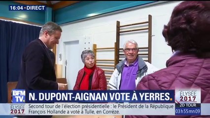 Présidentielle 2017: Nicolas Dupont-Aignan a voté à Yerres