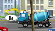 Cars Cartoon Episodes for kids w The Blue Cement Mixer Truck & JCB Machinery Bip Bip Cars for kids