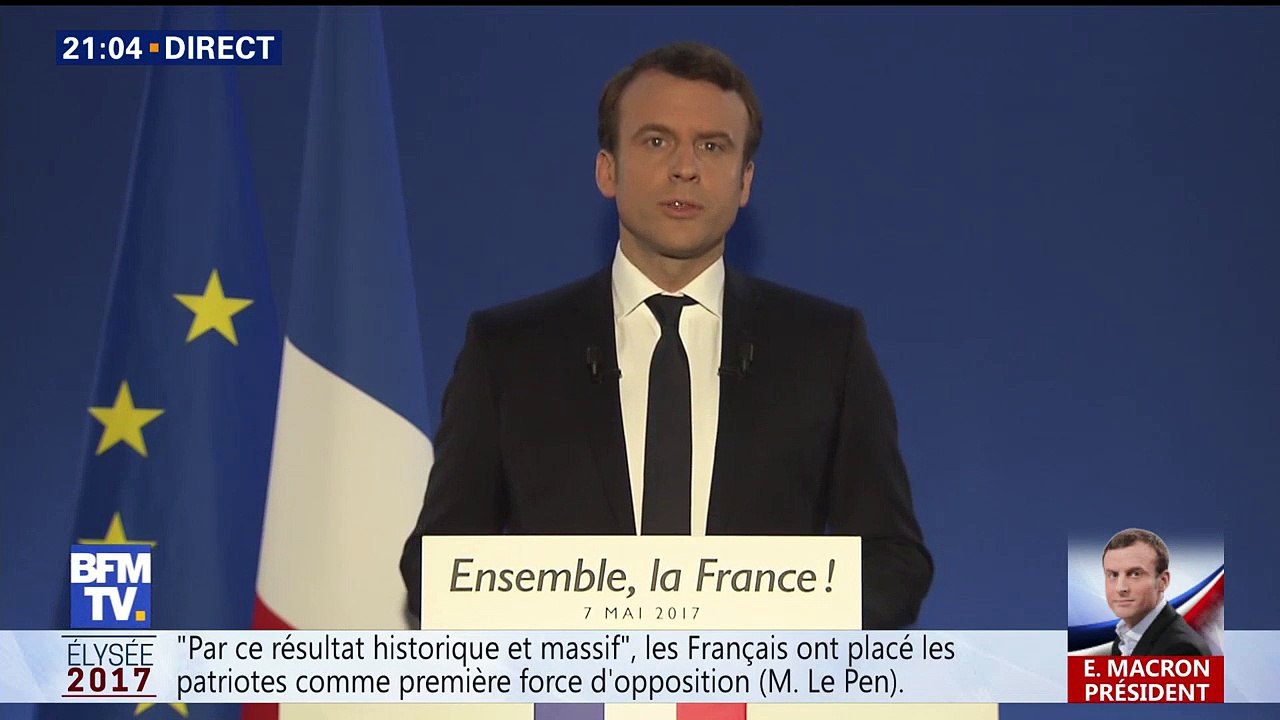"Je veux vous dire merci." Les premiers mots d’Emmanuel Macron président