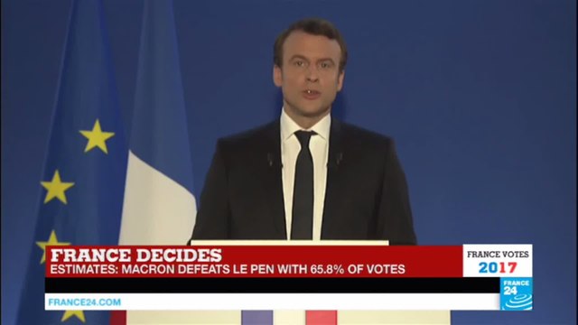 France Presidential Election: Newly elected Emmanuel Macron addresses the French people