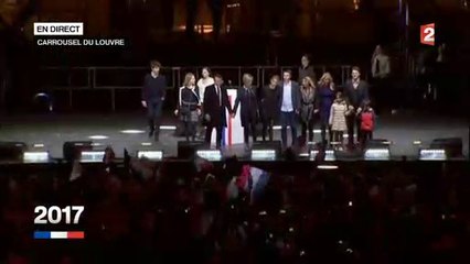 Emmanuel Macron et sa femme au Louvre à la fin du discours