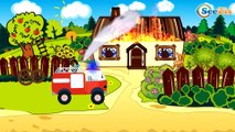 El Camión de bomberos es Rojo y El Coche de Policía - Dibujo animado de coches - Carritos Para Niños