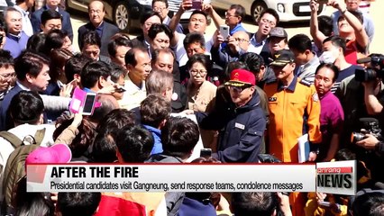 Presidential candidates visit Gangneung, site of deadly forest fire