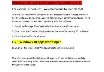 windows 10 apps not working after update