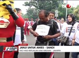Sandiaga dan Prabowo Sambut Pejalan Kaki Madiun-Jakarta