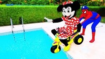Minnie Mouse FALL Into POOL?! w/ Mickey Mouse Frozen Elsa Spiderman Hulk & Joker FUN in Real Life