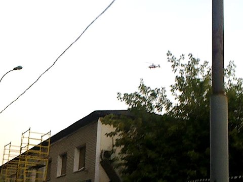 Helicopter extinguishes a fire