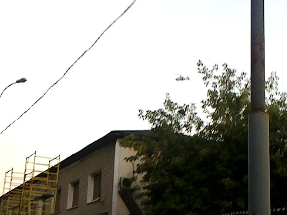 Helicopter extinguishes a fire