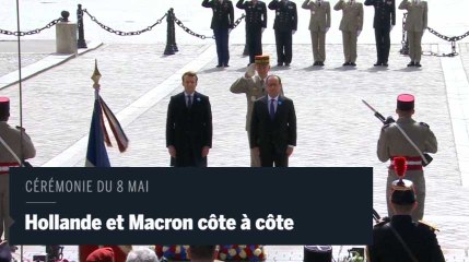 Hollande et Macron, côte à côte pour la cérémonie du 8 Mai