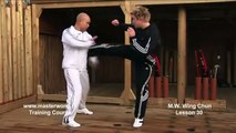 Wing Chun for beginners lesson 30 basic hand exercise blocking a round kick and grabbing the leg
