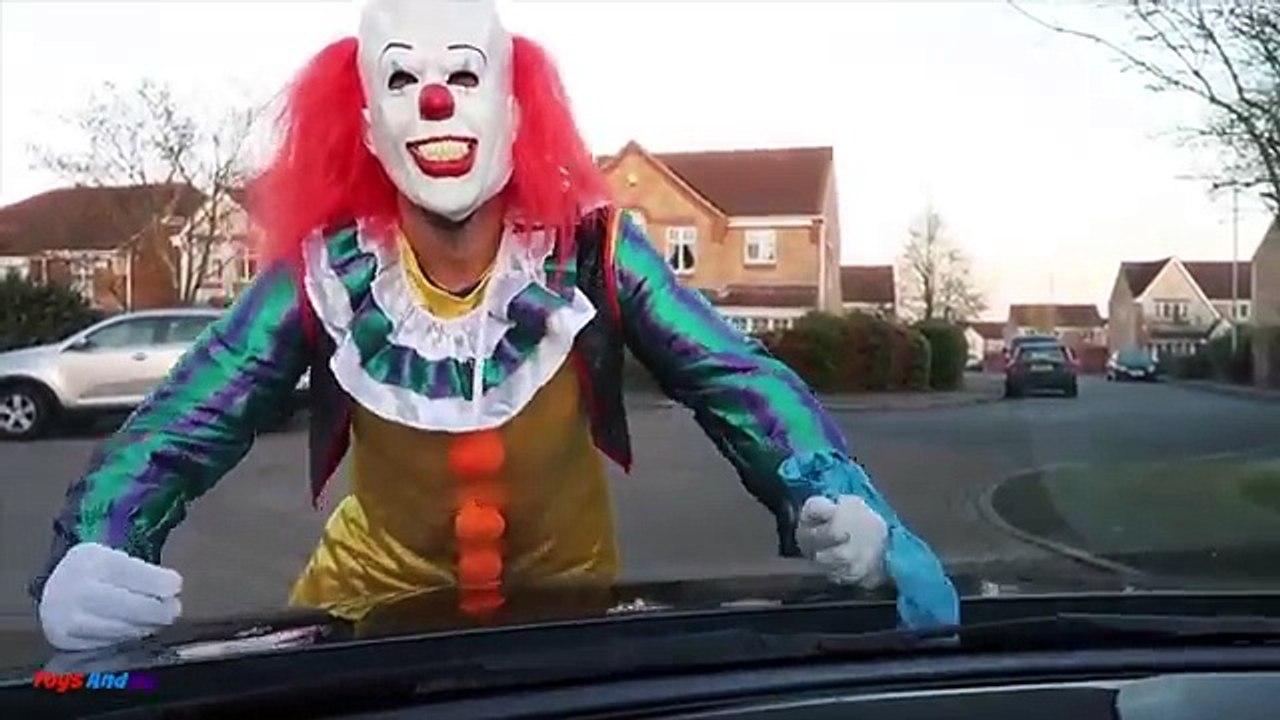 Bad Kids Driving Parents Car Scary Killer Clown...