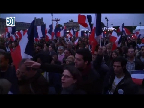 Los franceses celebran la victoria de Emmanuel Macron