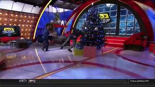 Shaquille O’Neal Falls Into Christmas Tree on TNT Halftime Show