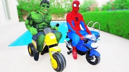THE AVENGERS : Spiderman & Hulk Motorbike Race! w/ Joker Elsa Funny for Kids Superhero in Real Life