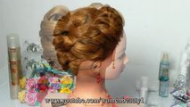 Hairstyle for long hair with twist braid. Updo tutorial