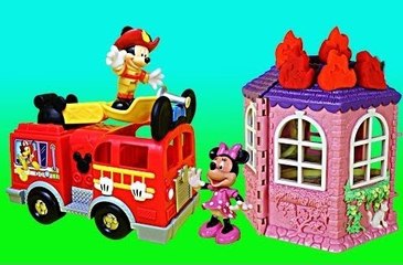 Mickey Mouse Clubhouse Save the Day Fire Truck with Minnie Mouse House Having Play Doh Fire