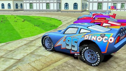 Disney Cars Pixar Lightning McQueen Dinoco And Spideman Wheels On The Bus Nursery Rhymes