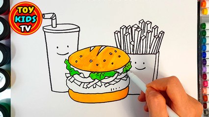 How to draw Hamburger for kids | Donuts | Painting for Kids