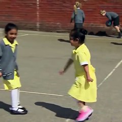 7-year-old Anu shows Birmingham school friends her new sports blade. Super cute.