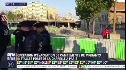 Paris: les campements de migrants évacués Porte de la Chapelle