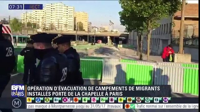 Paris: les campements de migrants évacués Porte de la Chapelle
