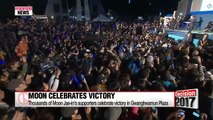 Moon Jae-in's victory celebrated at Gwanghwamun Plaza