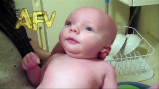 Funny Baby Surprised by Bath Time - Baby - AFV