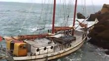 Douarnenez. Une goélette anglaise drossée sur les rochers